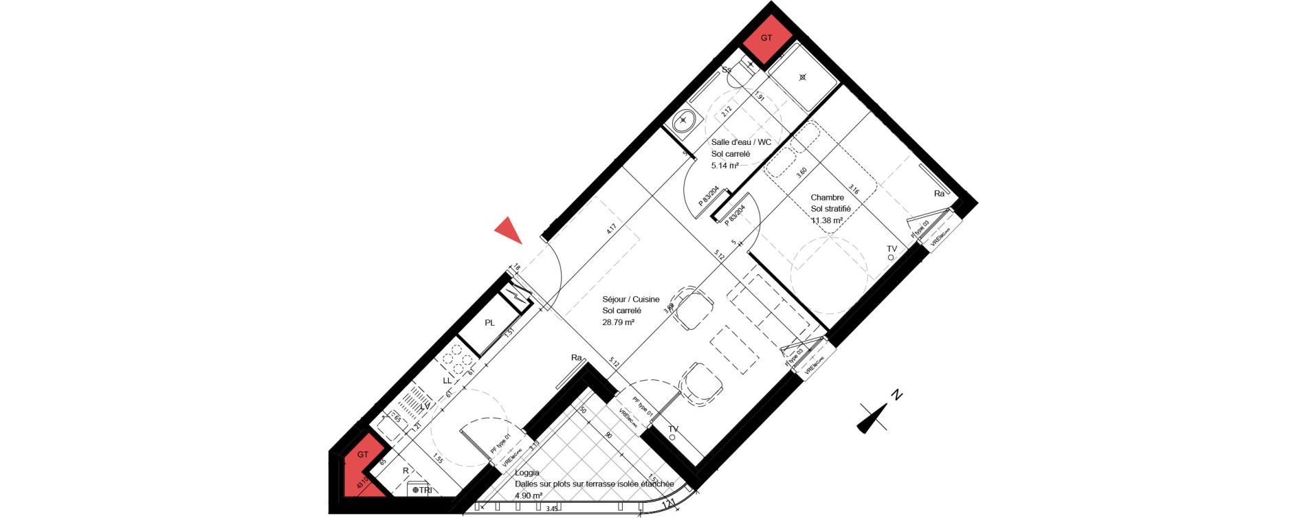 Appartement T2 de 45,31 m2 &agrave; Anglet Larochefoucauld