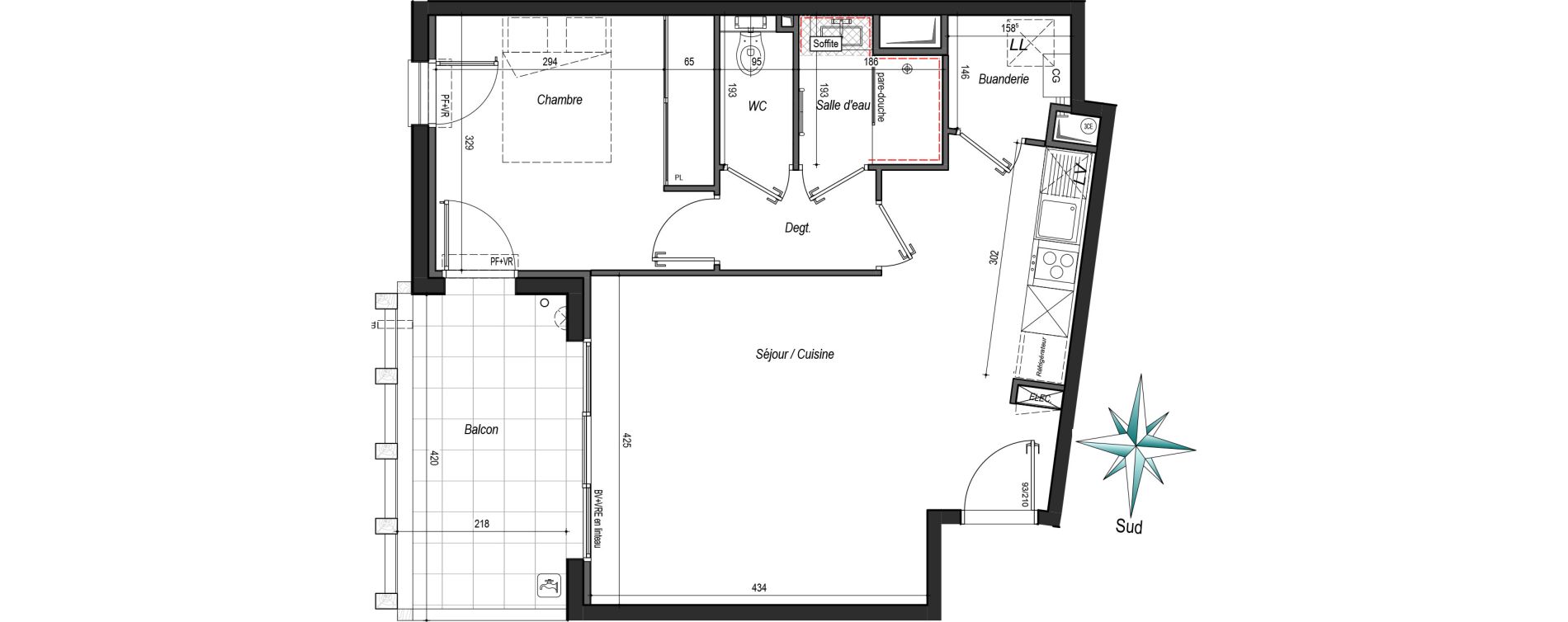 Appartement T2 de 49,26 m2 à Anglet Les 5 cantons