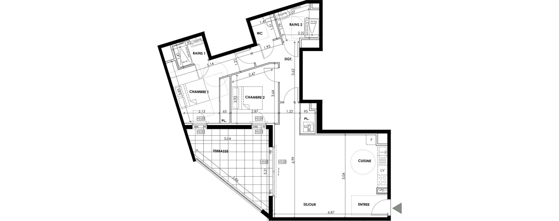 Appartement T3 de 79,80 m2 &agrave; Anglet Dous bos