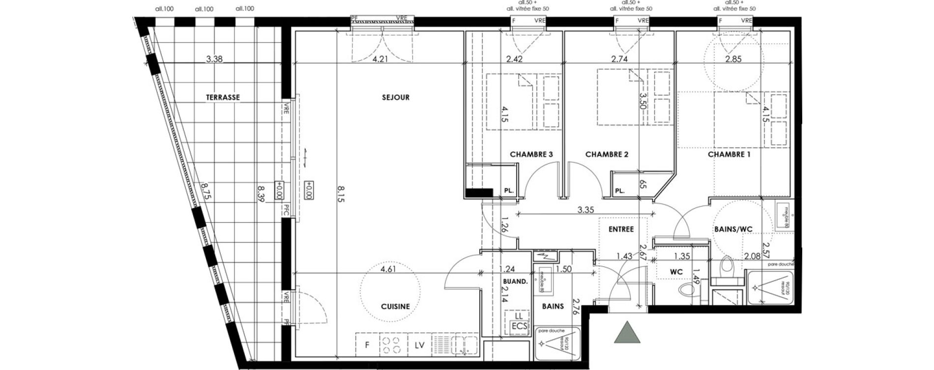 Appartement T4 de 91,26 m2 &agrave; Anglet Dous bos