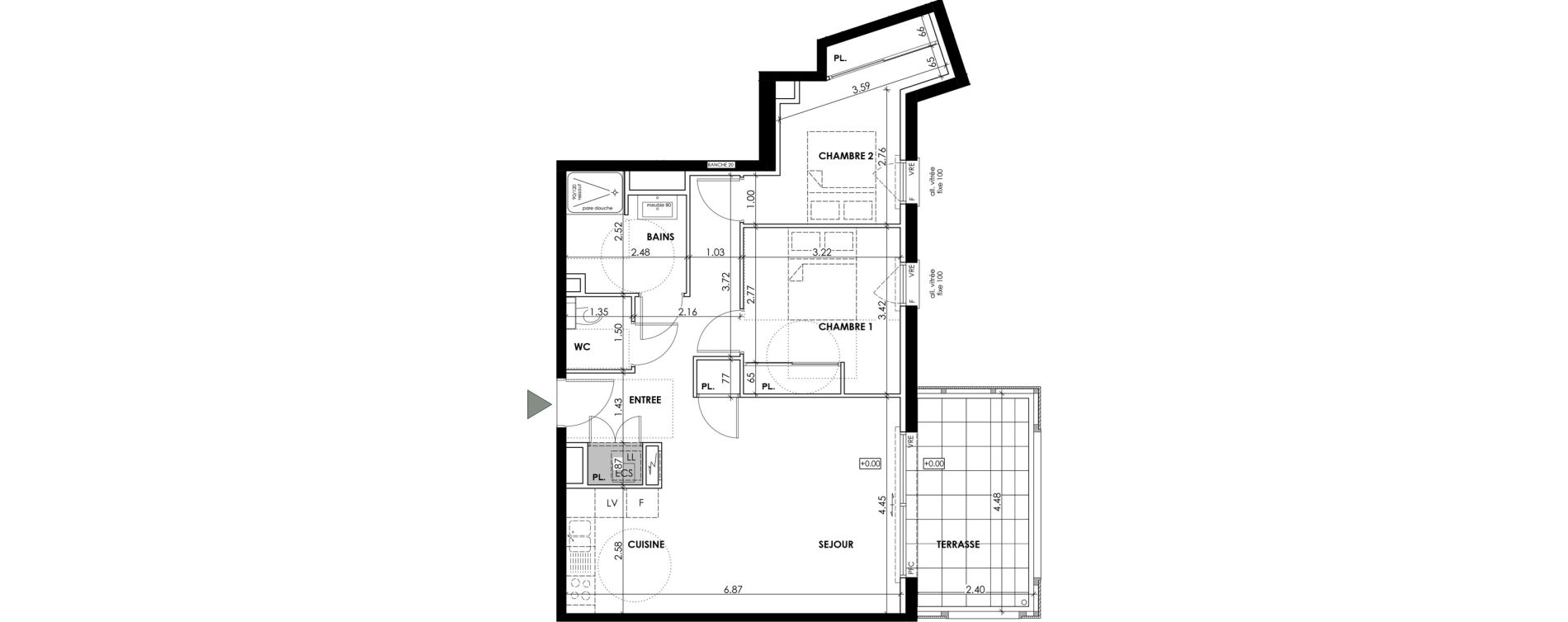 Appartement T3 de 66,05 m2 &agrave; Anglet Dous bos