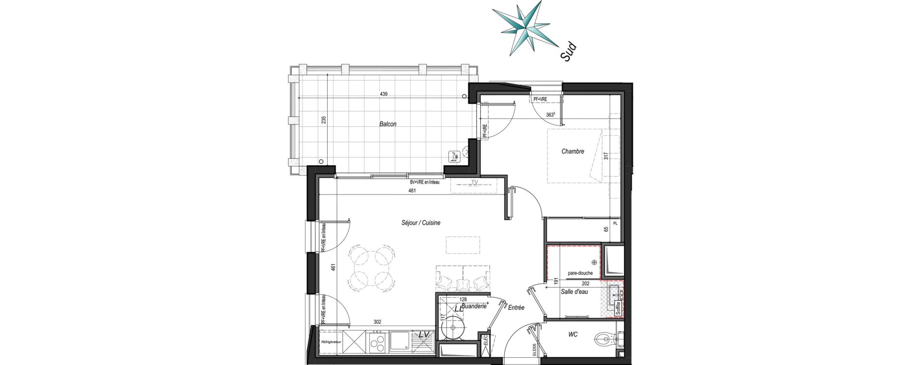 Appartement T2 de 42,00 m2 &agrave; Anglet Les 5 cantons
