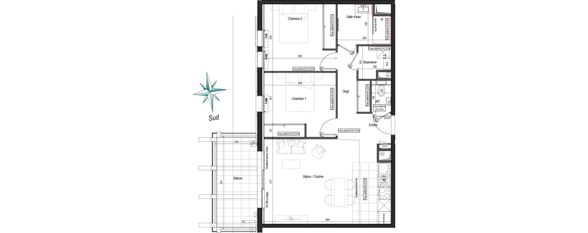 Appartement T3 de 63,88 m2 &agrave; Anglet Les 5 cantons