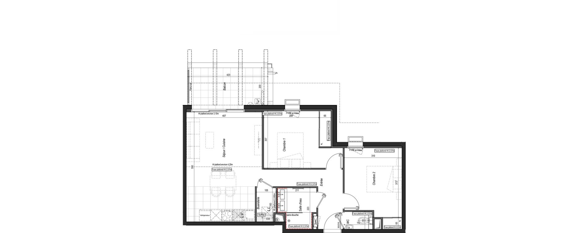 Appartement T3 de 60,93 m2 &agrave; Anglet Les 5 cantons