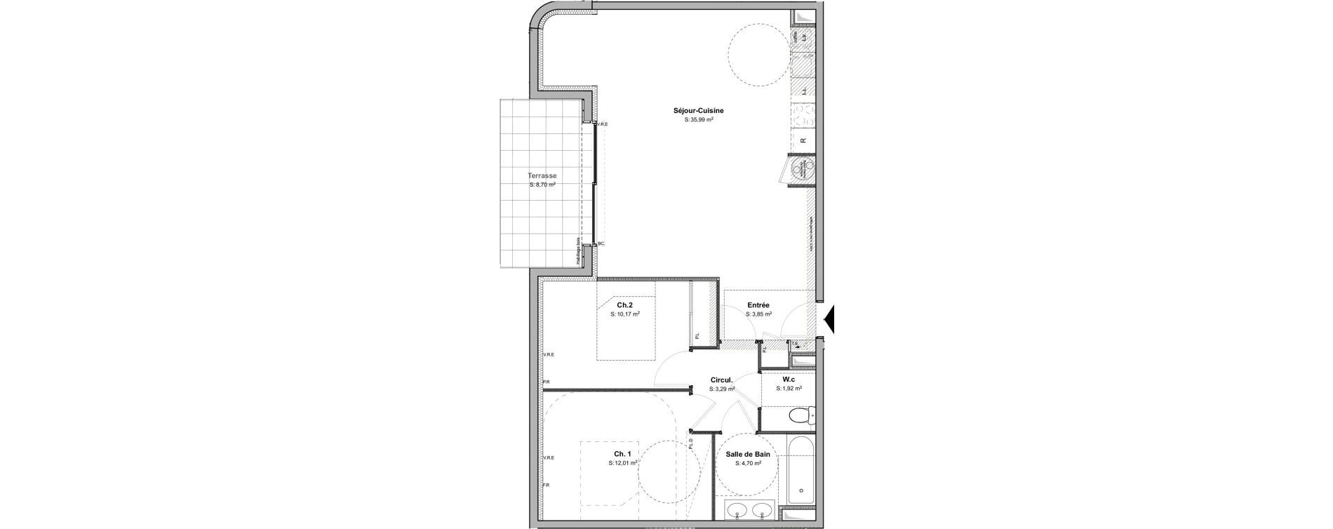 Appartement T3 de 71,93 m2 &agrave; Anglet Pignada