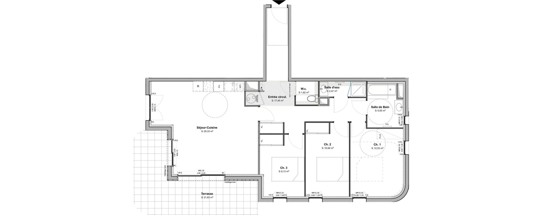 Appartement T4 de 88,72 m2 &agrave; Anglet Pignada
