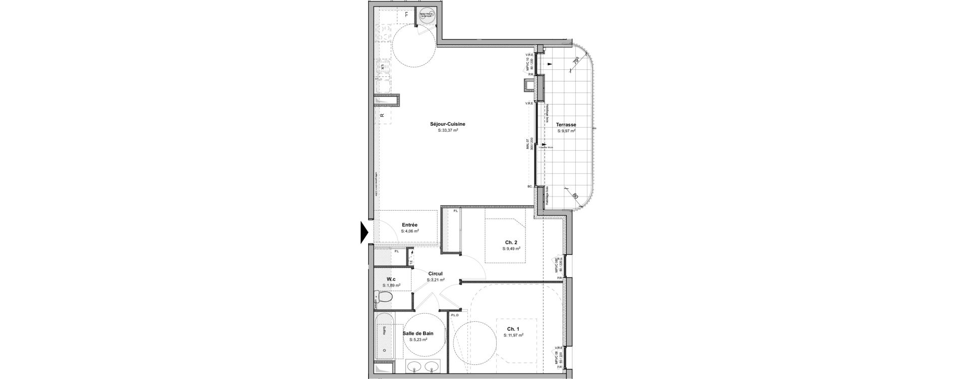 Appartement T3 de 69,22 m2 &agrave; Anglet Pignada