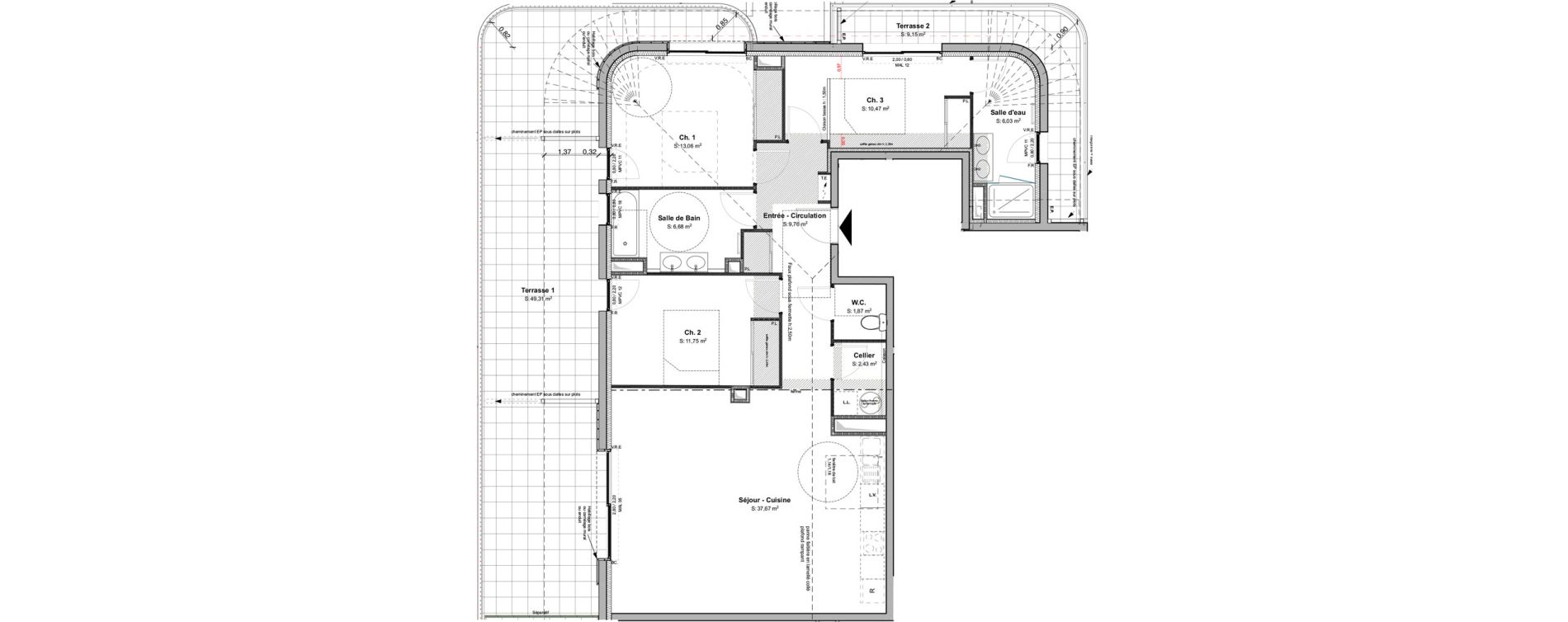 Appartement T4 de 99,72 m2 &agrave; Anglet Pignada