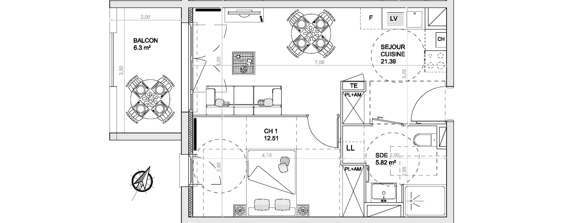 Appartement T2 de 39,72 m2 &agrave; Anglet Centre