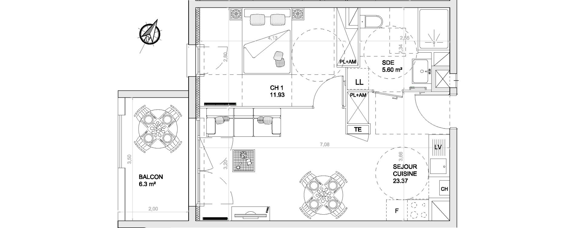Appartement T2 de 40,90 m2 &agrave; Anglet Centre