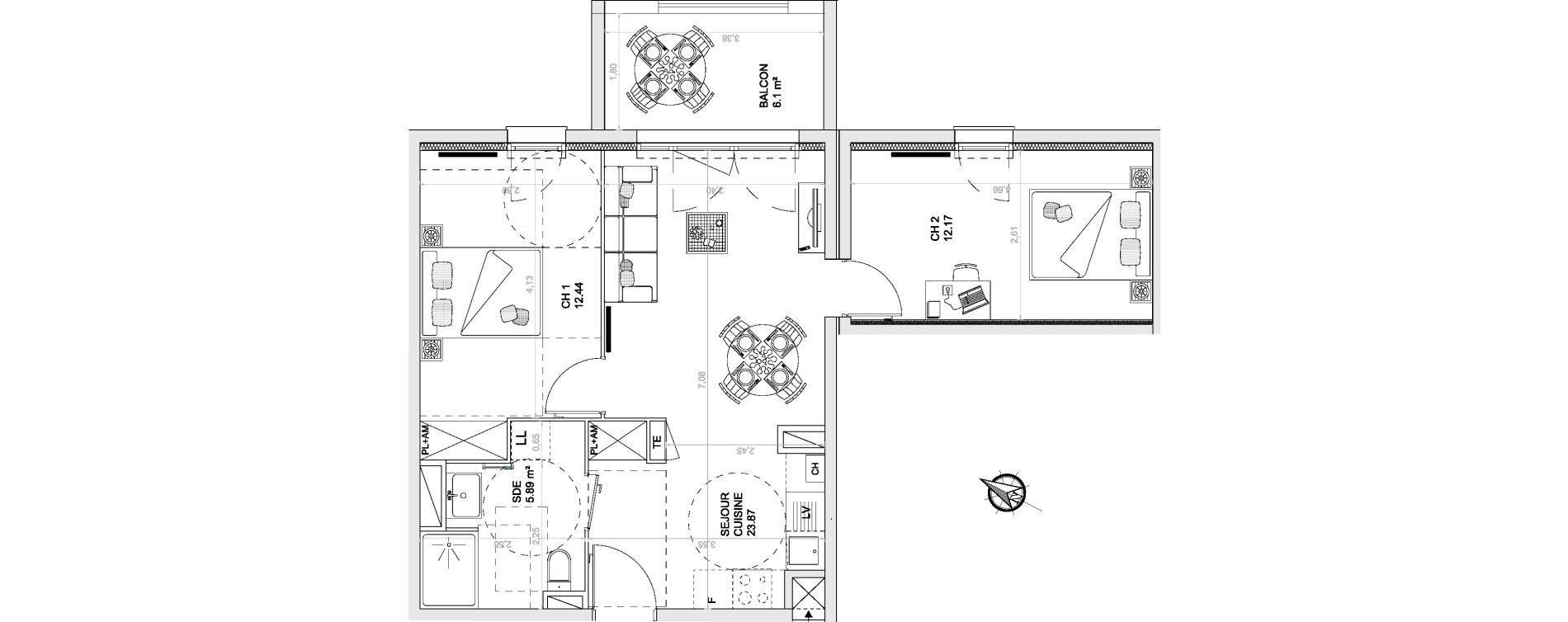 Appartement T3 de 54,37 m2 &agrave; Anglet Centre