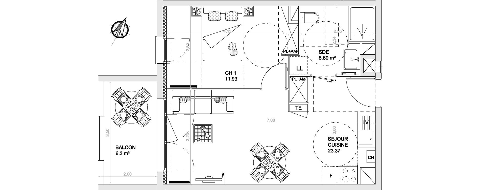 Appartement T2 de 40,90 m2 &agrave; Anglet Centre