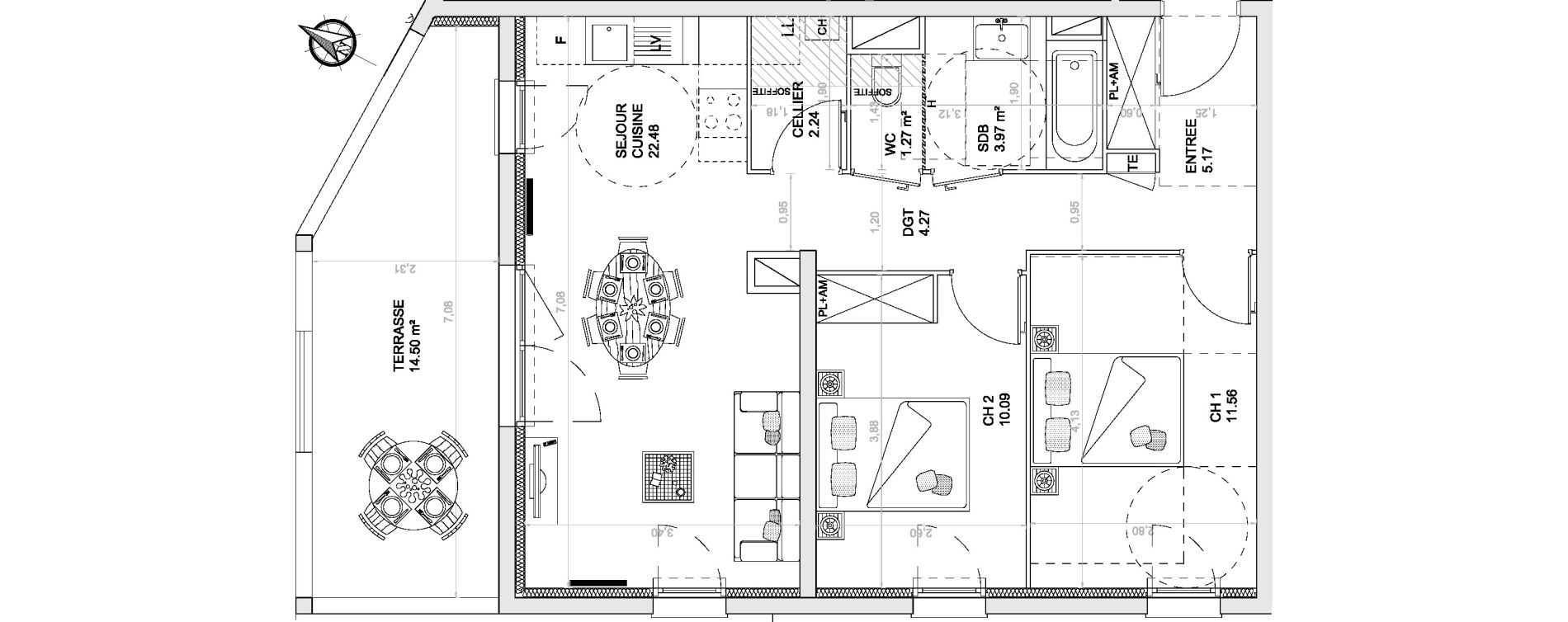 Appartement T3 de 61,05 m2 &agrave; Anglet Centre