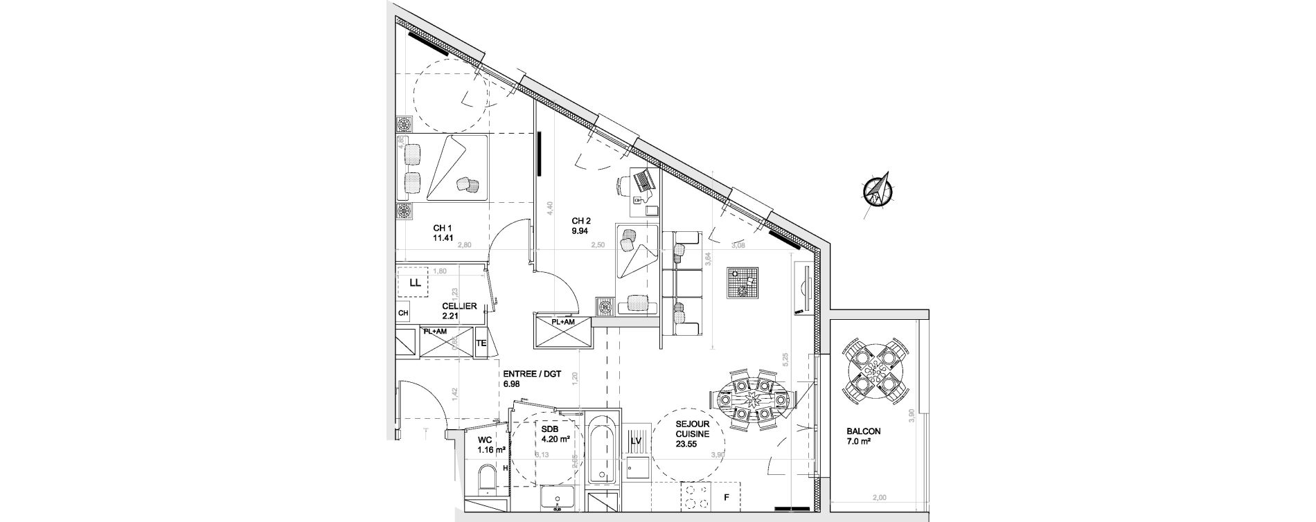 Appartement T3 de 59,45 m2 &agrave; Anglet Centre
