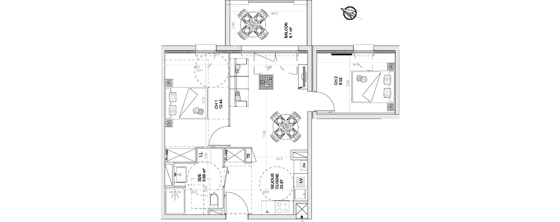 Appartement T3 de 51,22 m2 &agrave; Anglet Centre