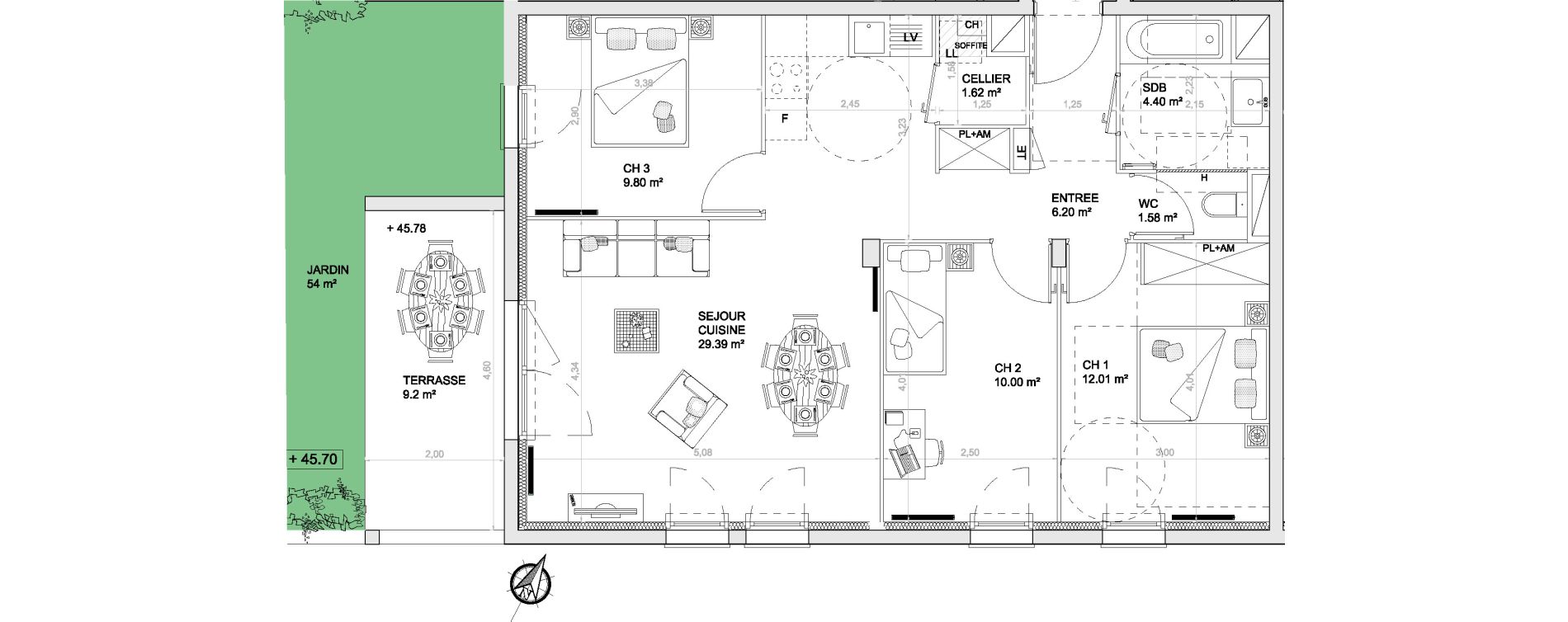 Appartement T4 de 75,00 m2 &agrave; Anglet Centre