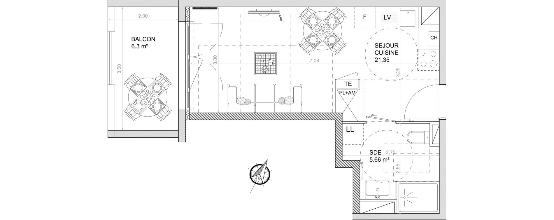 Appartement T1 de 27,01 m2 &agrave; Anglet Centre