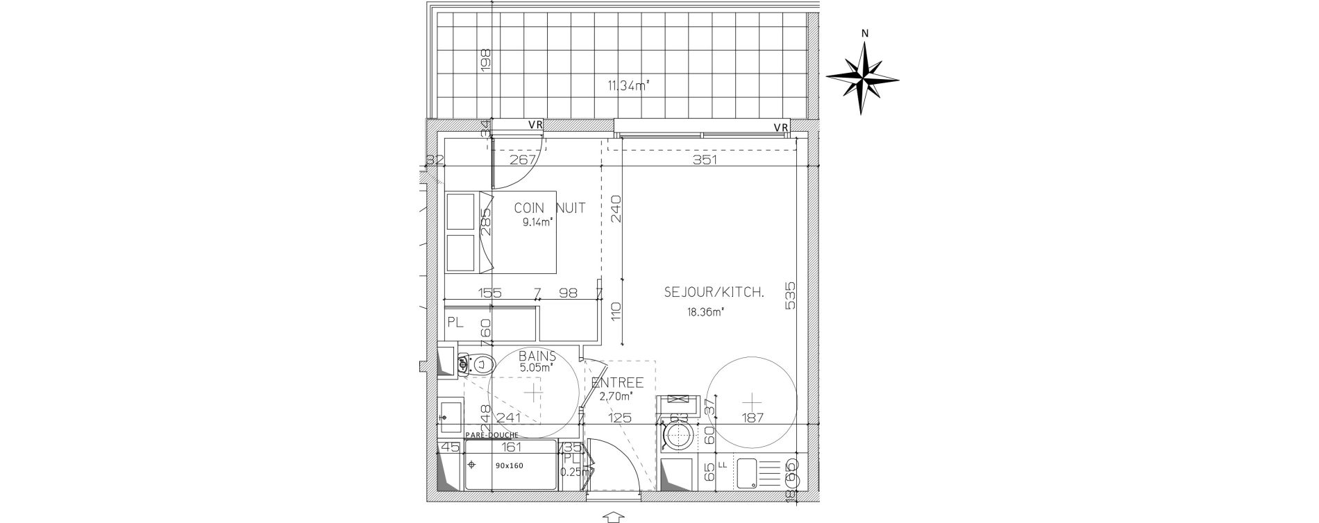 Appartement T1 bis de 35,50 m2 &agrave; Anglet Tivoli - union