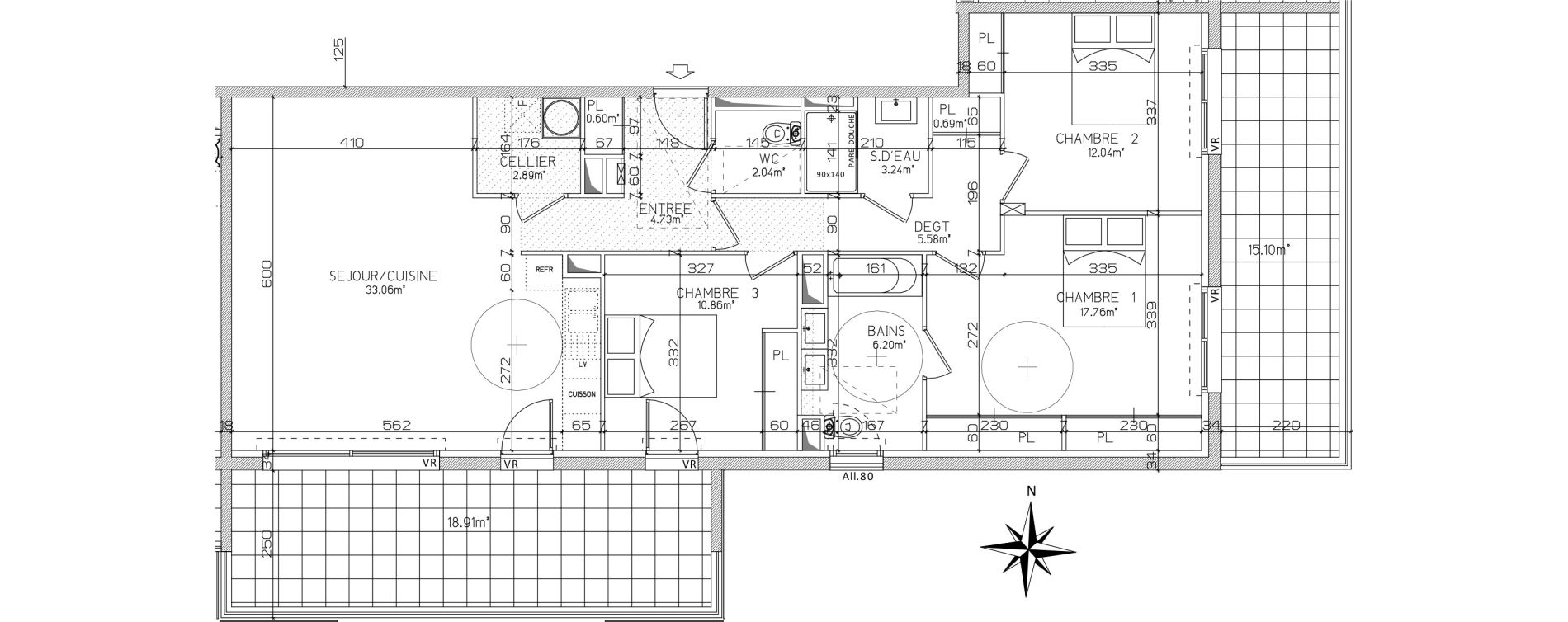 Appartement T4 de 99,69 m2 &agrave; Anglet Tivoli - union