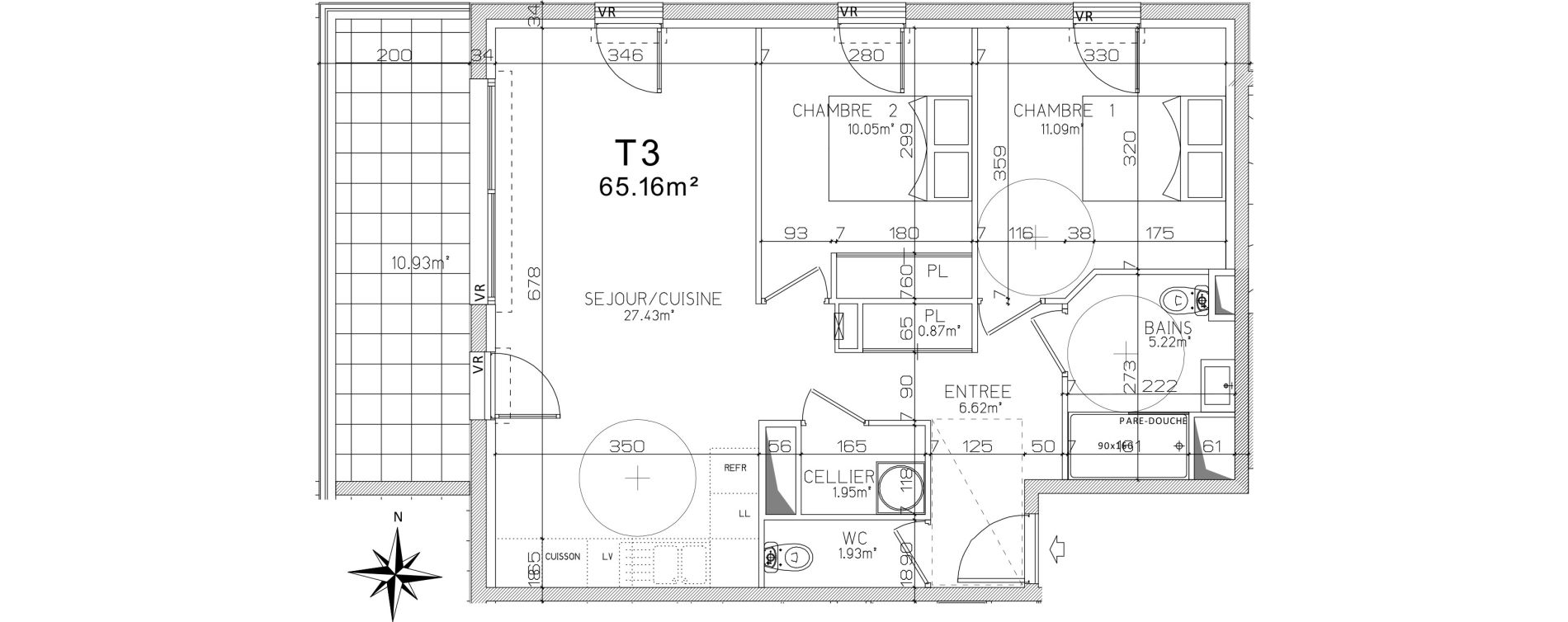 Appartement T3 de 65,16 m2 &agrave; Anglet Tivoli - union