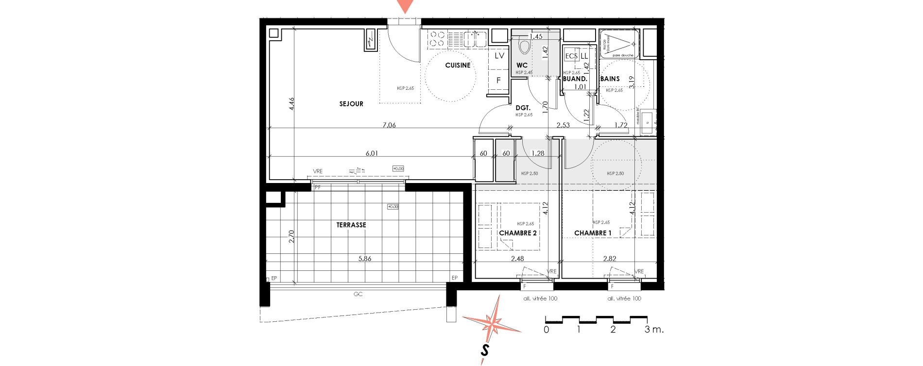 Appartement T3 de 63,41 m2 &agrave; Anglet St-jean