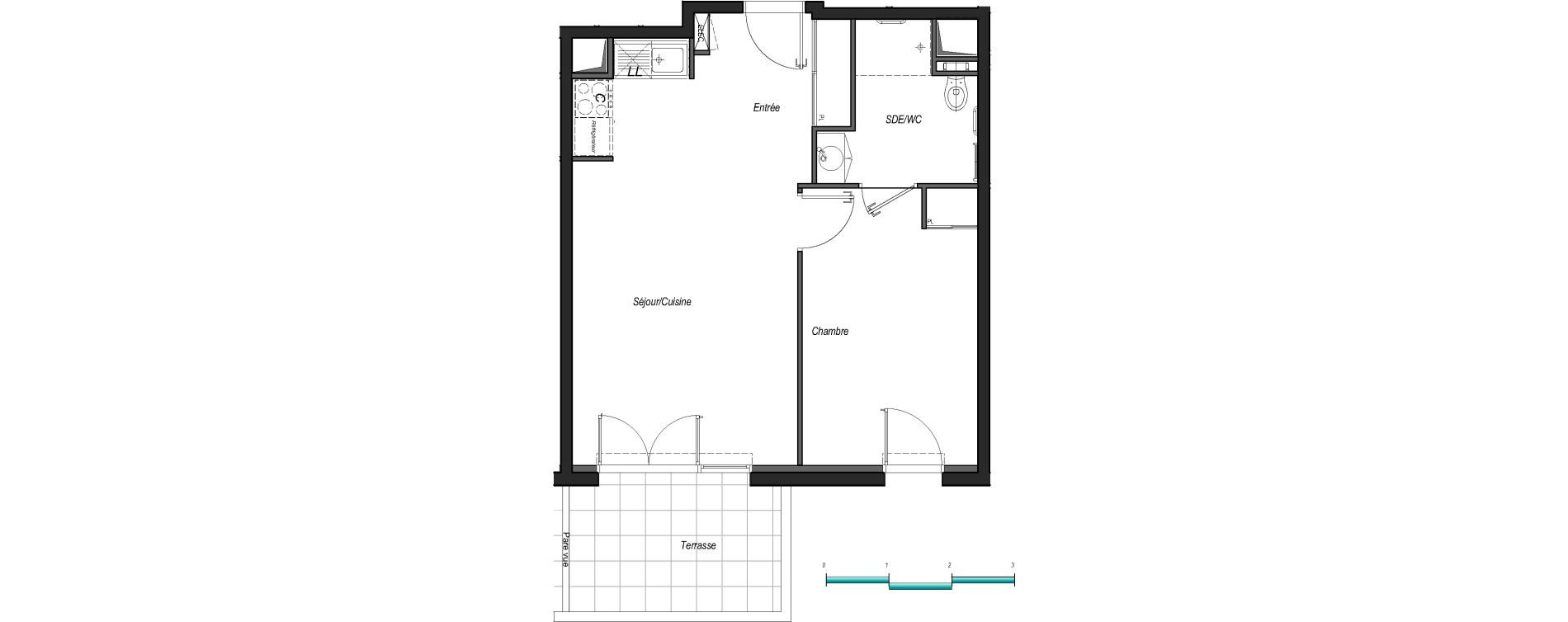 Appartement T2 de 43,33 m2 &agrave; Anglet Les 5 cantons