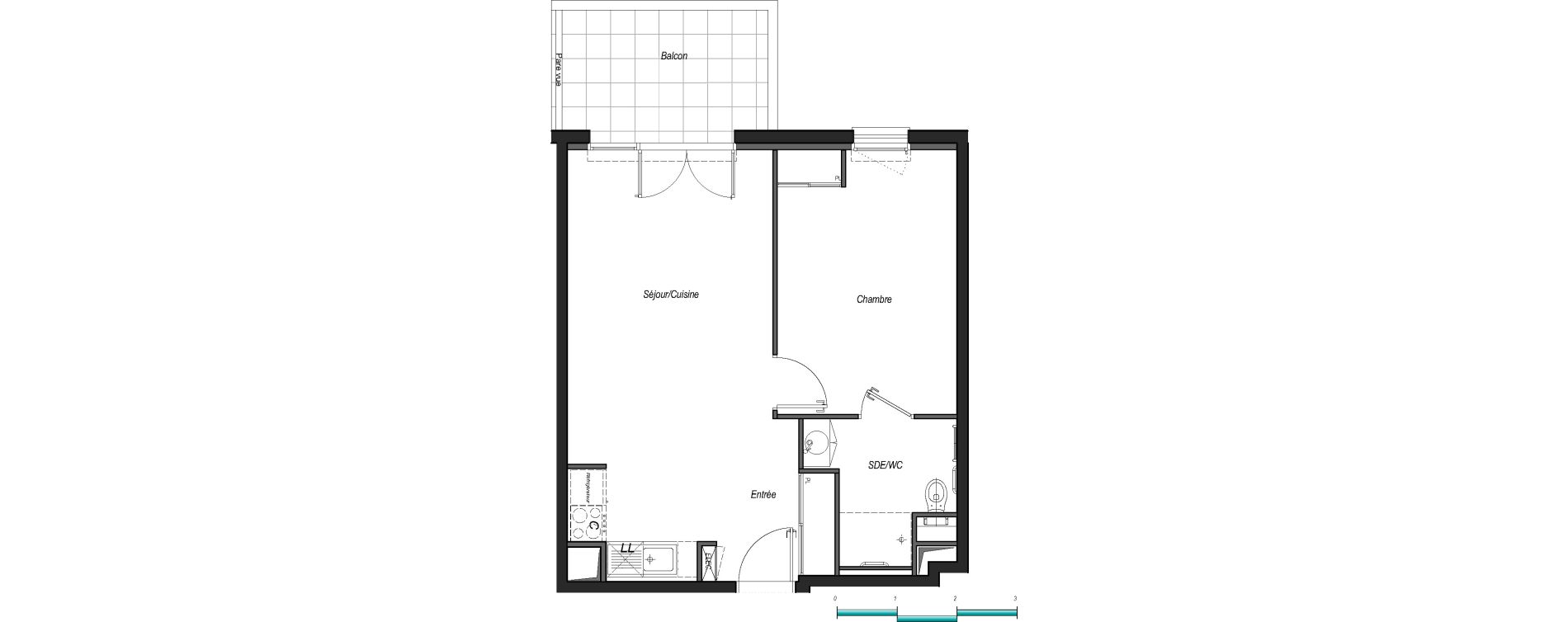 Appartement T2 de 44,08 m2 &agrave; Anglet Les 5 cantons