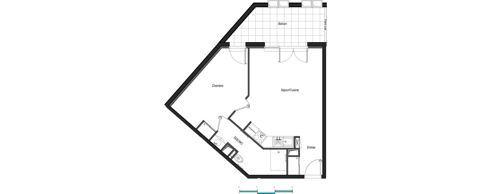 Appartement T2 de 46,82 m2 &agrave; Anglet Les 5 cantons