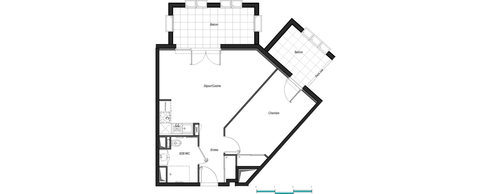 Appartement T2 de 45,63 m2 &agrave; Anglet Les 5 cantons