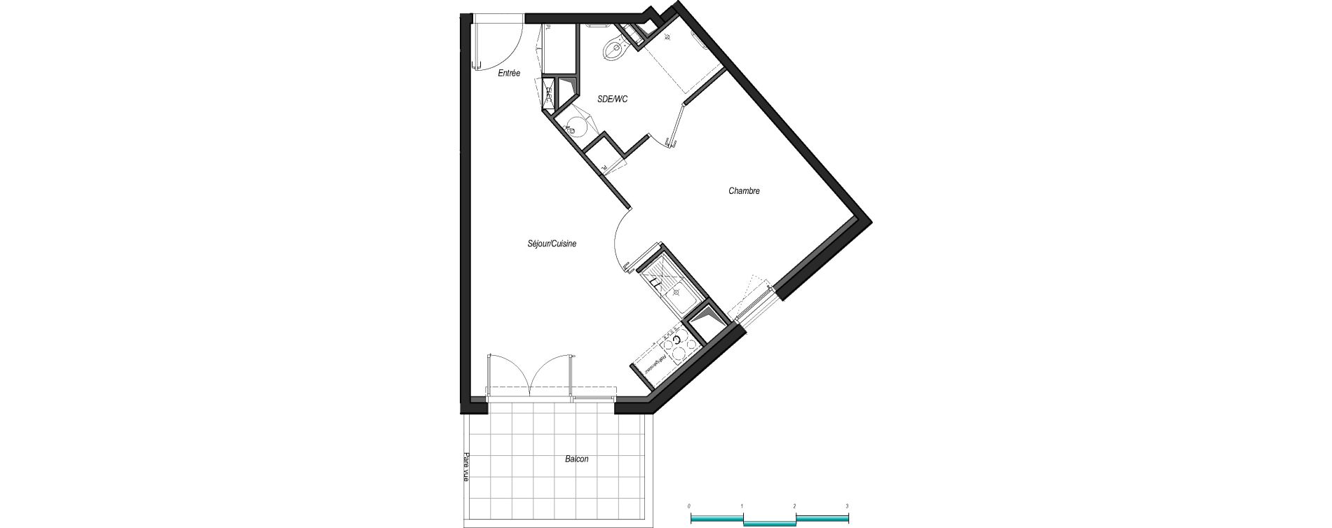 Appartement T2 de 37,17 m2 &agrave; Anglet Les 5 cantons