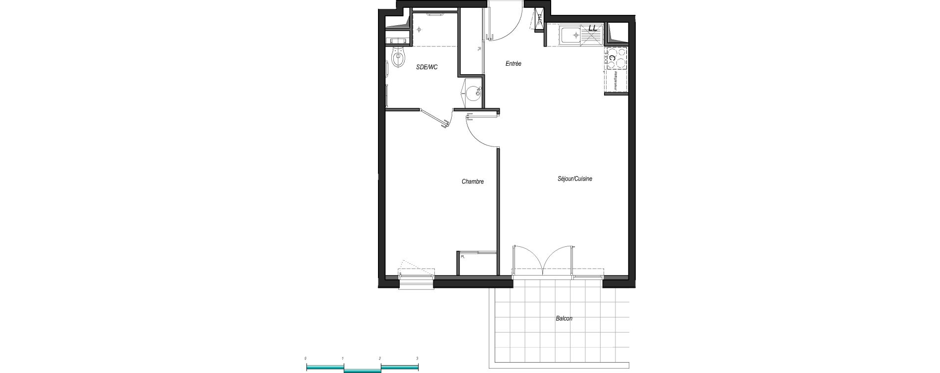 Appartement T2 de 43,75 m2 &agrave; Anglet Les 5 cantons