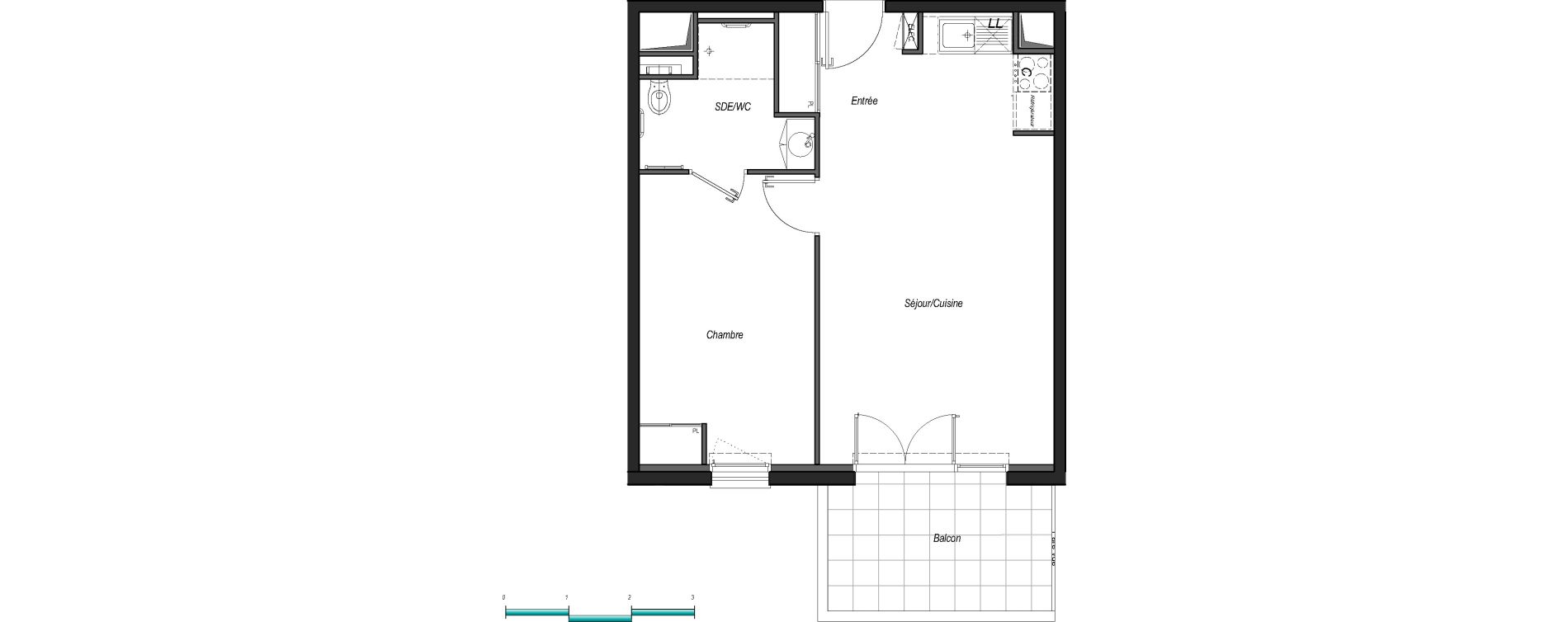 Appartement T2 de 44,77 m2 &agrave; Anglet Les 5 cantons