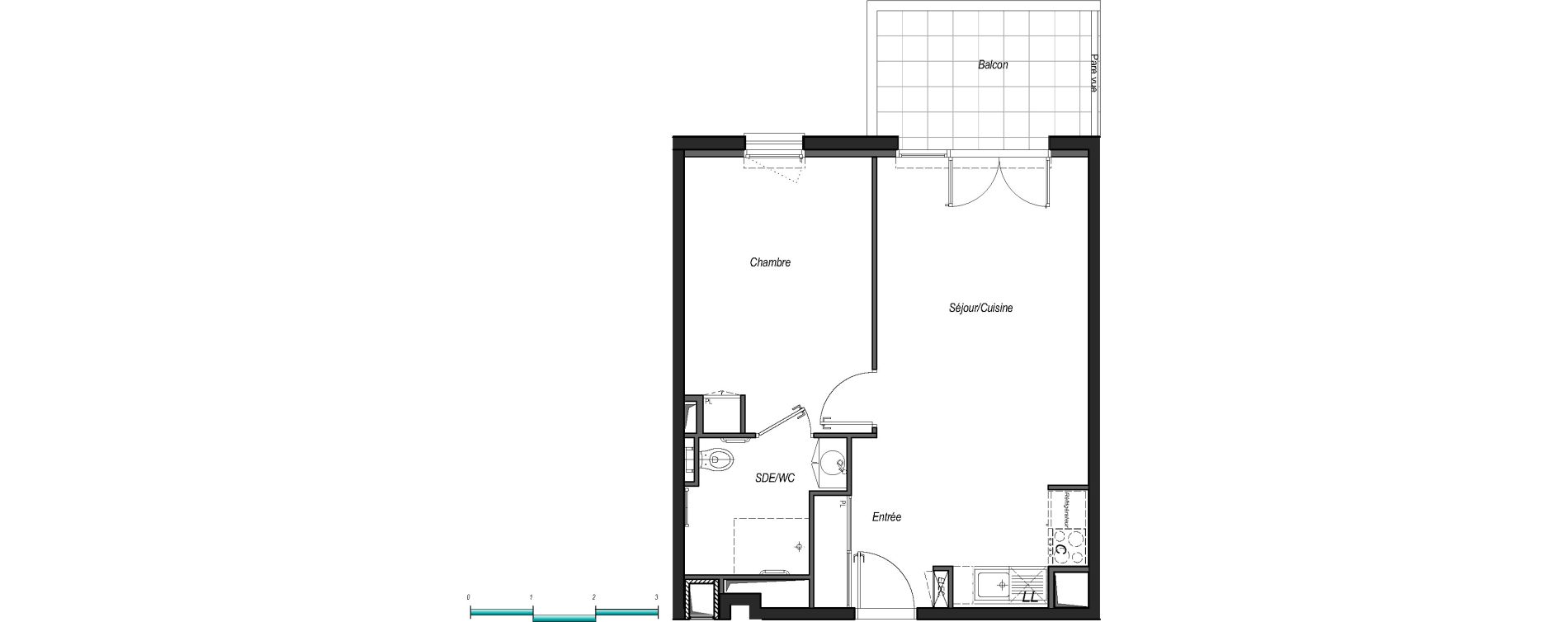 Appartement T2 de 43,66 m2 &agrave; Anglet Les 5 cantons