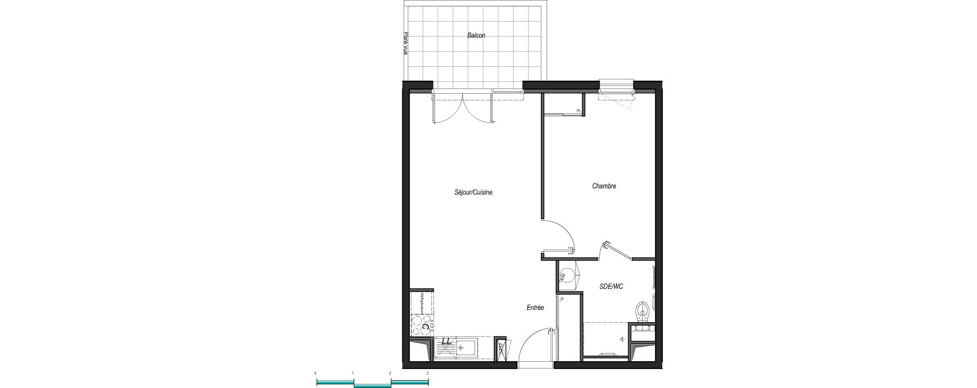 Appartement T2 de 45,18 m2 &agrave; Anglet Les 5 cantons
