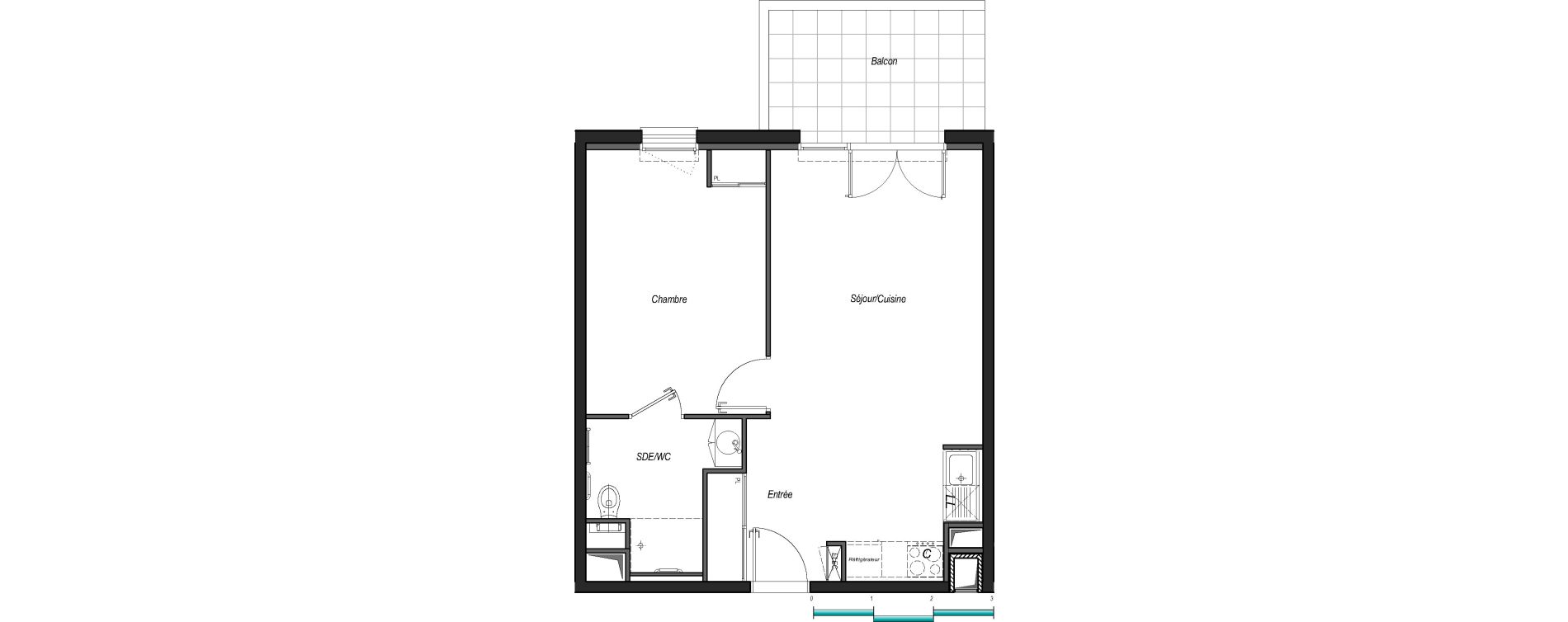 Appartement T2 de 44,96 m2 &agrave; Anglet Les 5 cantons
