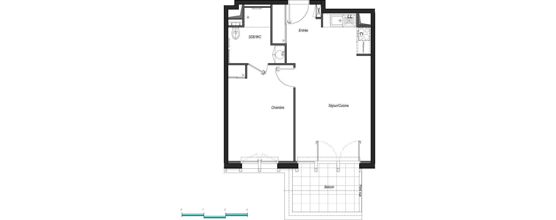 Appartement T2 de 43,75 m2 &agrave; Anglet Les 5 cantons