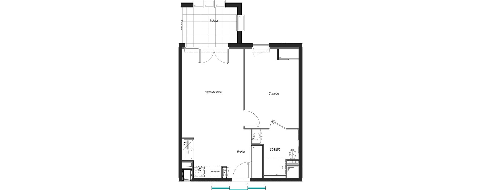 Appartement T2 de 44,22 m2 &agrave; Anglet Les 5 cantons