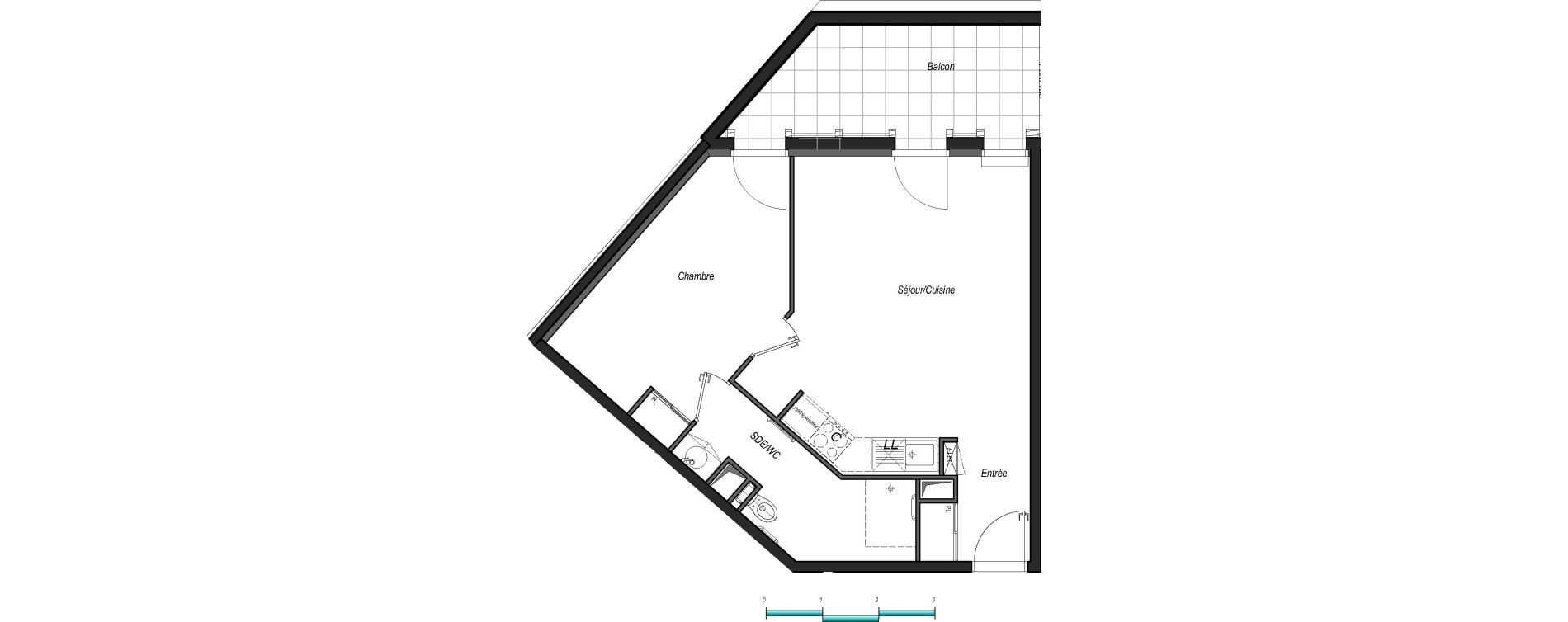 Appartement T2 de 46,74 m2 &agrave; Anglet Les 5 cantons