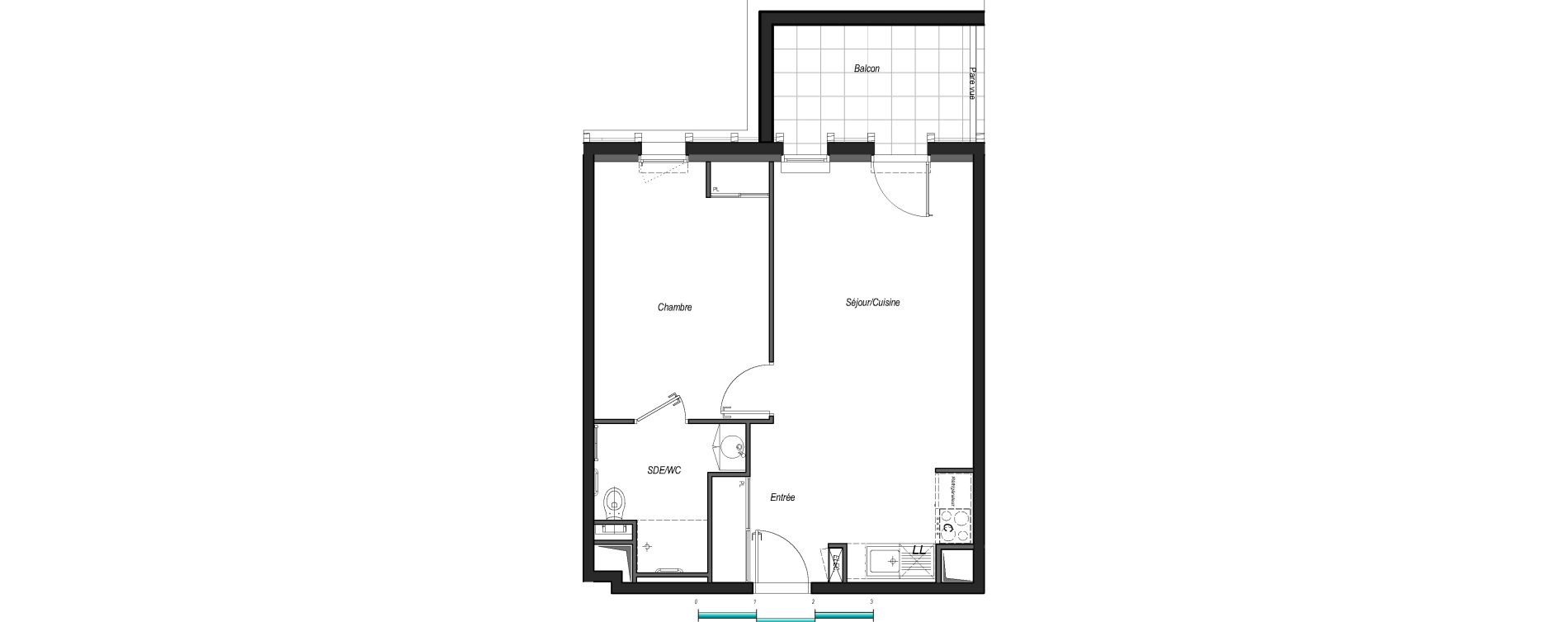 Appartement T2 de 44,38 m2 &agrave; Anglet Les 5 cantons