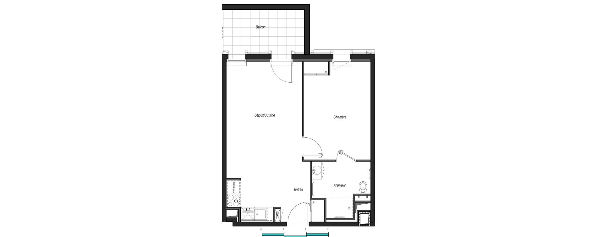 Appartement T2 de 44,15 m2 &agrave; Anglet Les 5 cantons