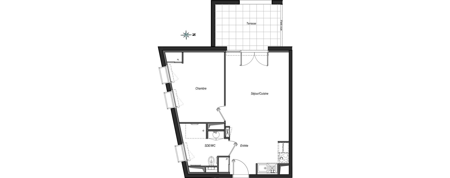 Appartement T2 de 44,17 m2 &agrave; Anglet Les 5 cantons
