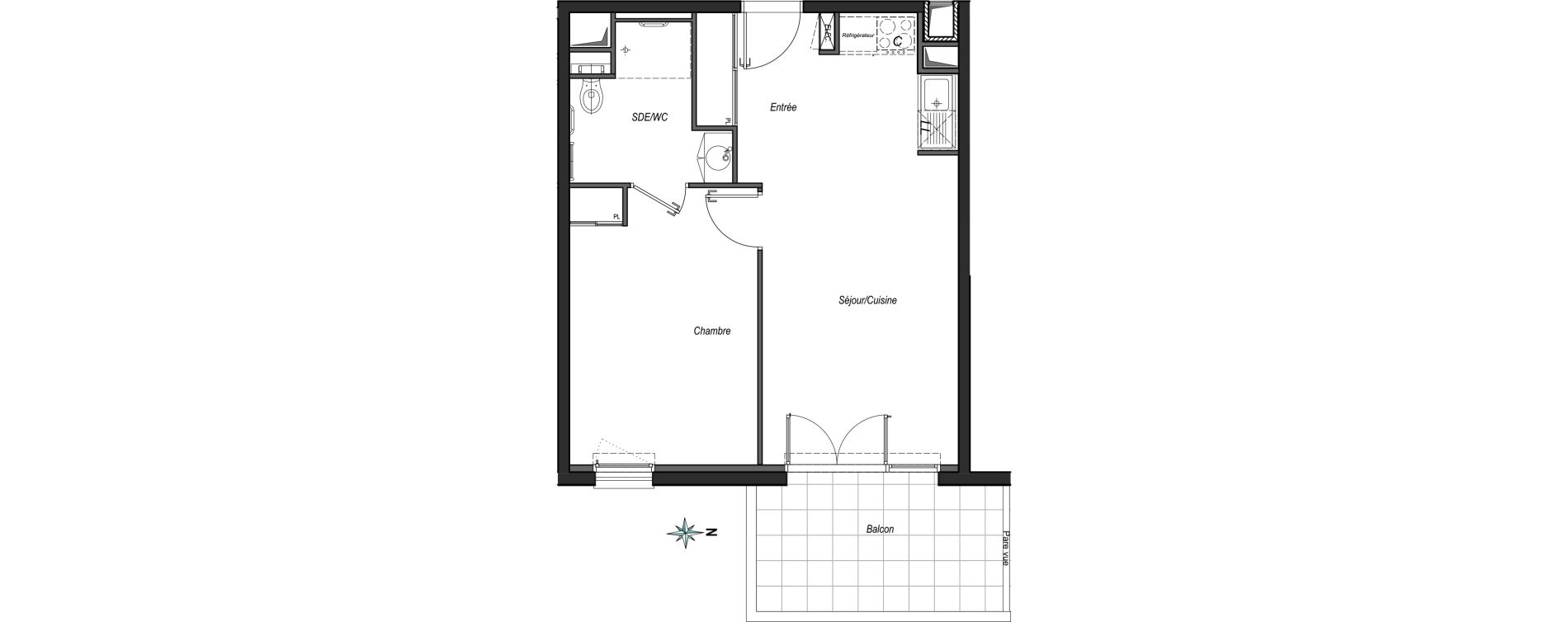 Appartement T2 de 41,98 m2 &agrave; Anglet Les 5 cantons