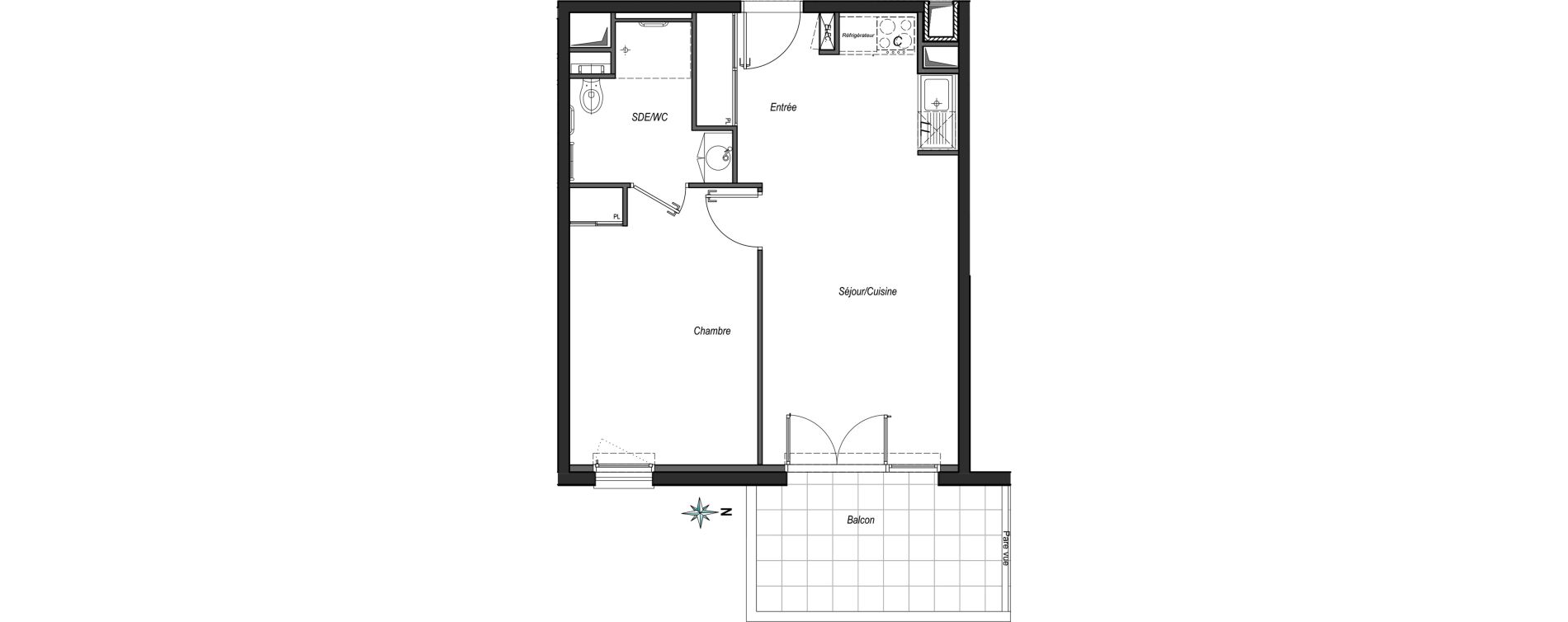 Appartement T2 de 41,98 m2 &agrave; Anglet Les 5 cantons