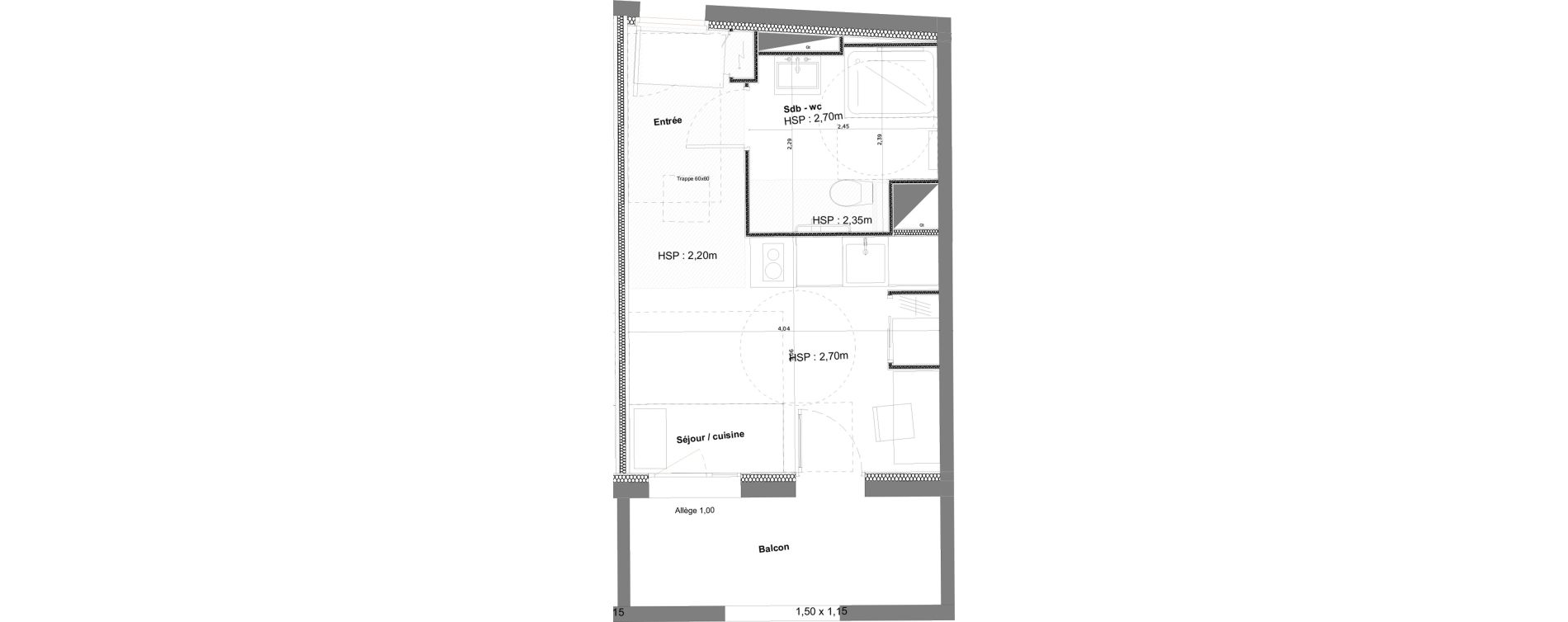 Appartement T1 meubl&eacute; de 21,46 m2 &agrave; Anglet La butte aux cailles