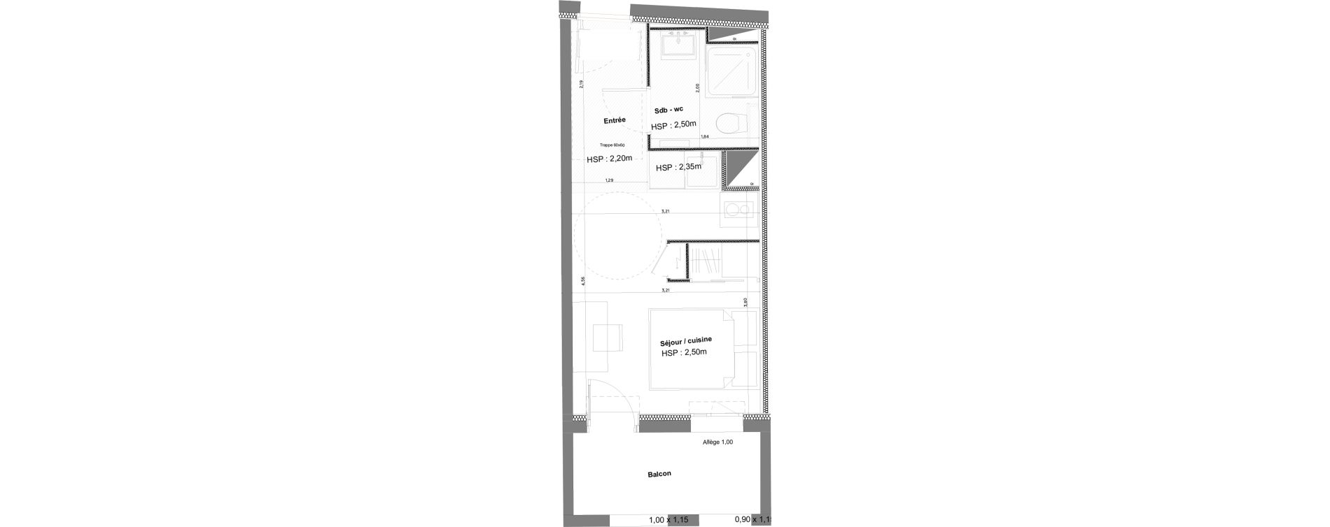 Appartement T1 meubl&eacute; de 20,19 m2 &agrave; Anglet La butte aux cailles