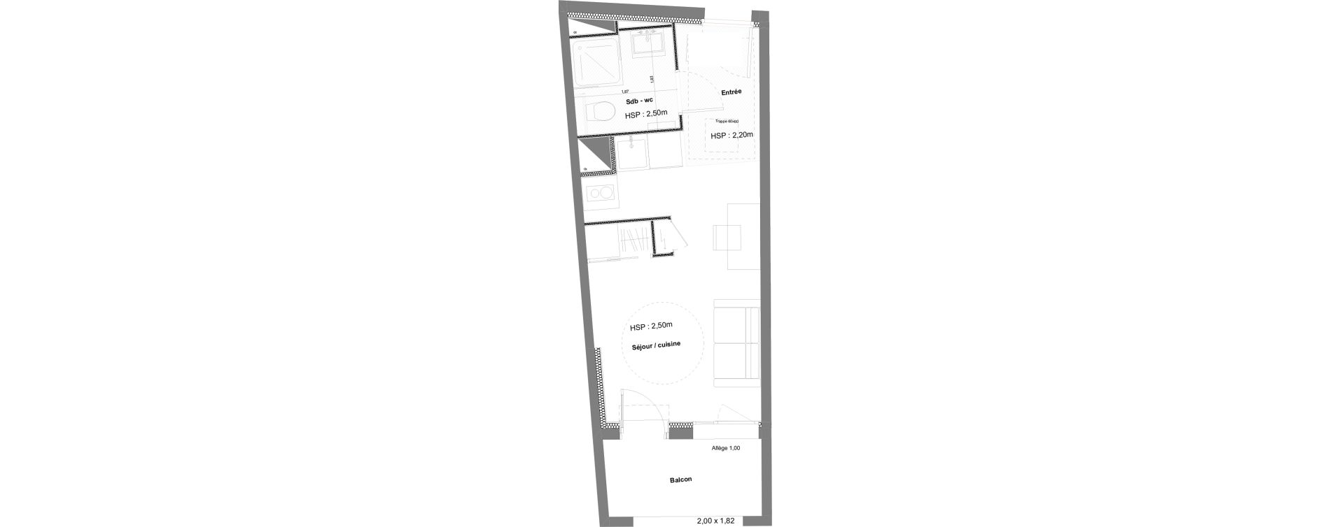 Appartement T1 meubl&eacute; de 21,84 m2 &agrave; Anglet La butte aux cailles