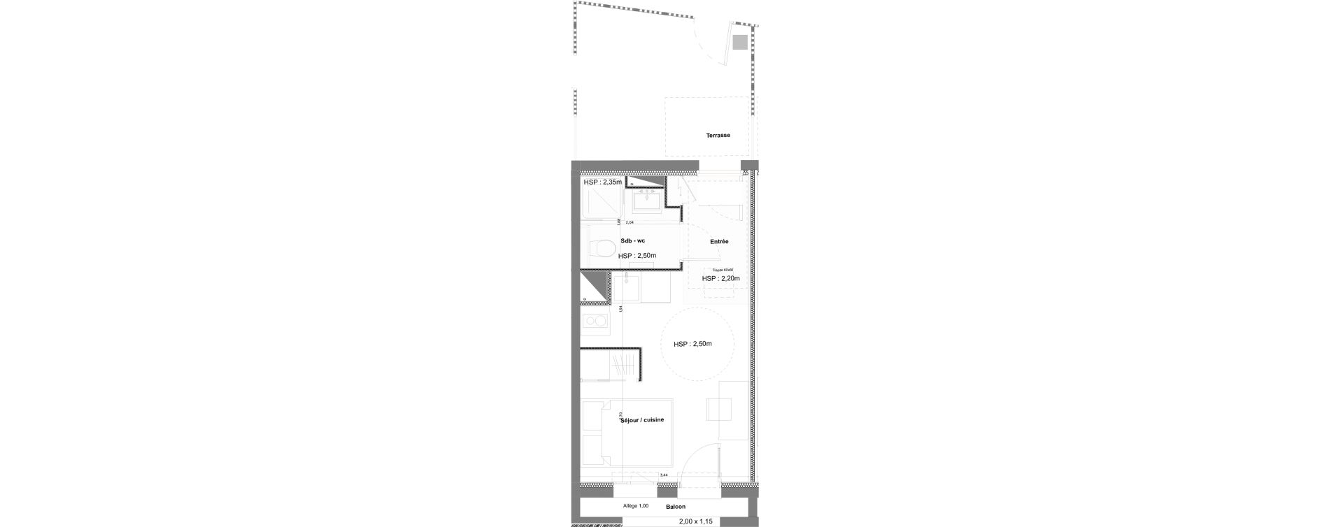 Appartement T1 meubl&eacute; de 20,20 m2 &agrave; Anglet La butte aux cailles