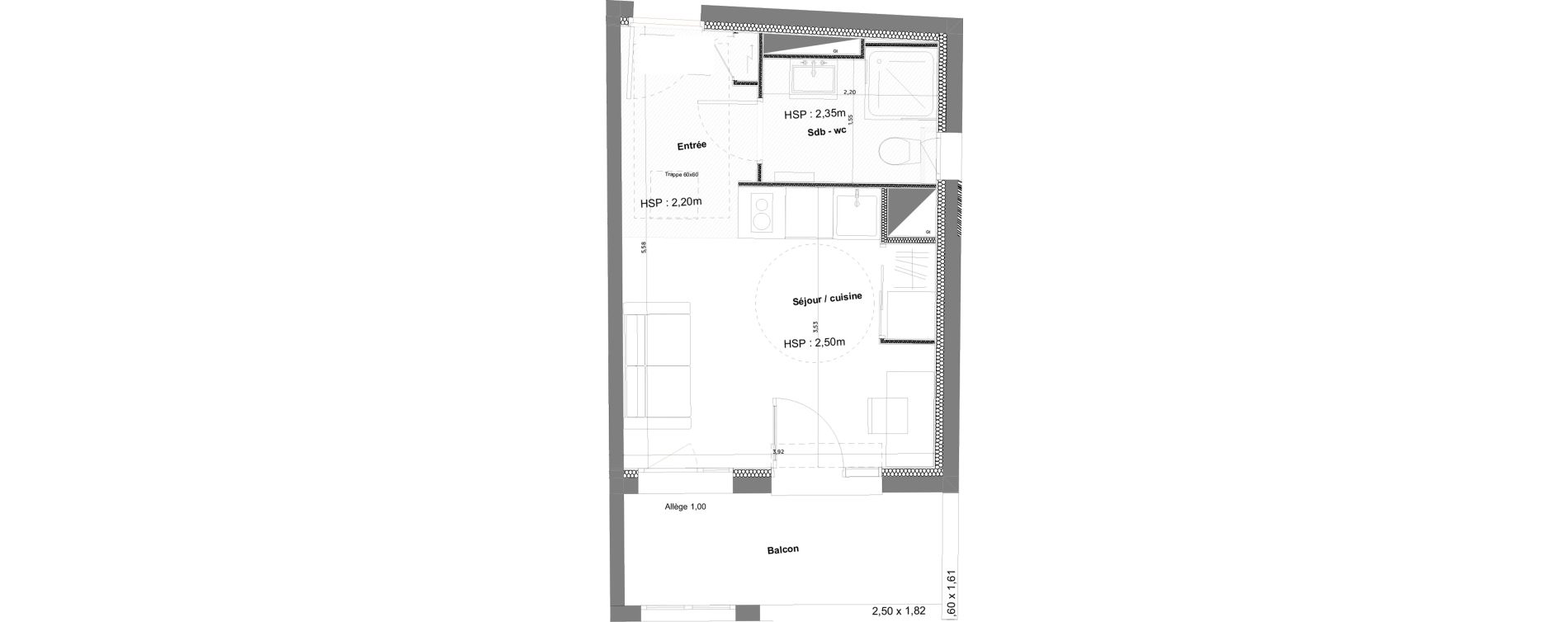 Appartement T1 meubl&eacute; de 20,07 m2 &agrave; Anglet La butte aux cailles