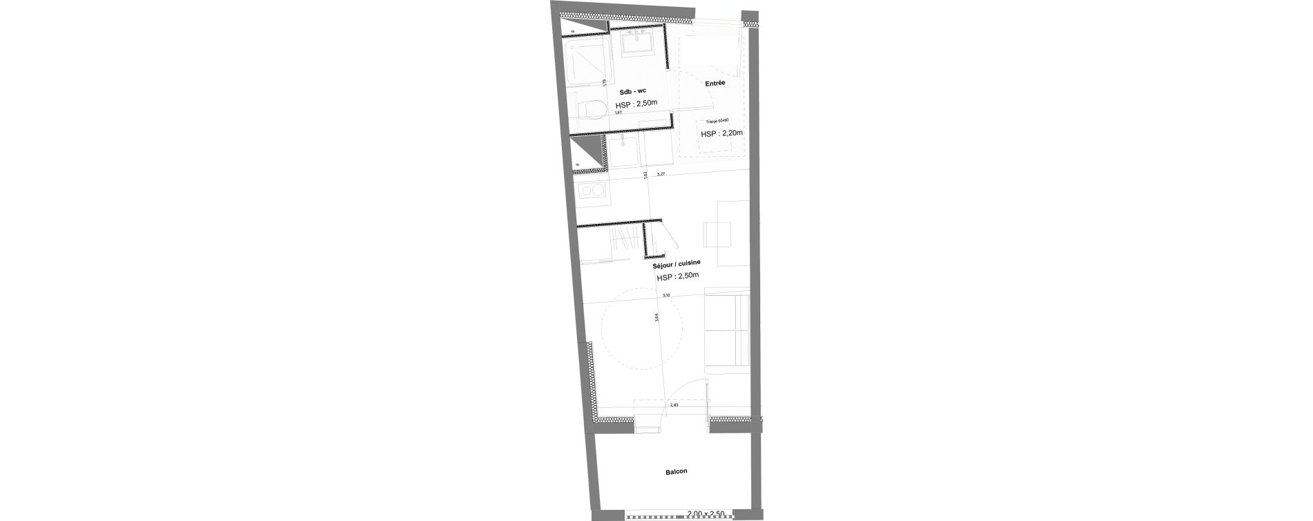 Appartement T1 meubl&eacute; de 21,83 m2 &agrave; Anglet La butte aux cailles