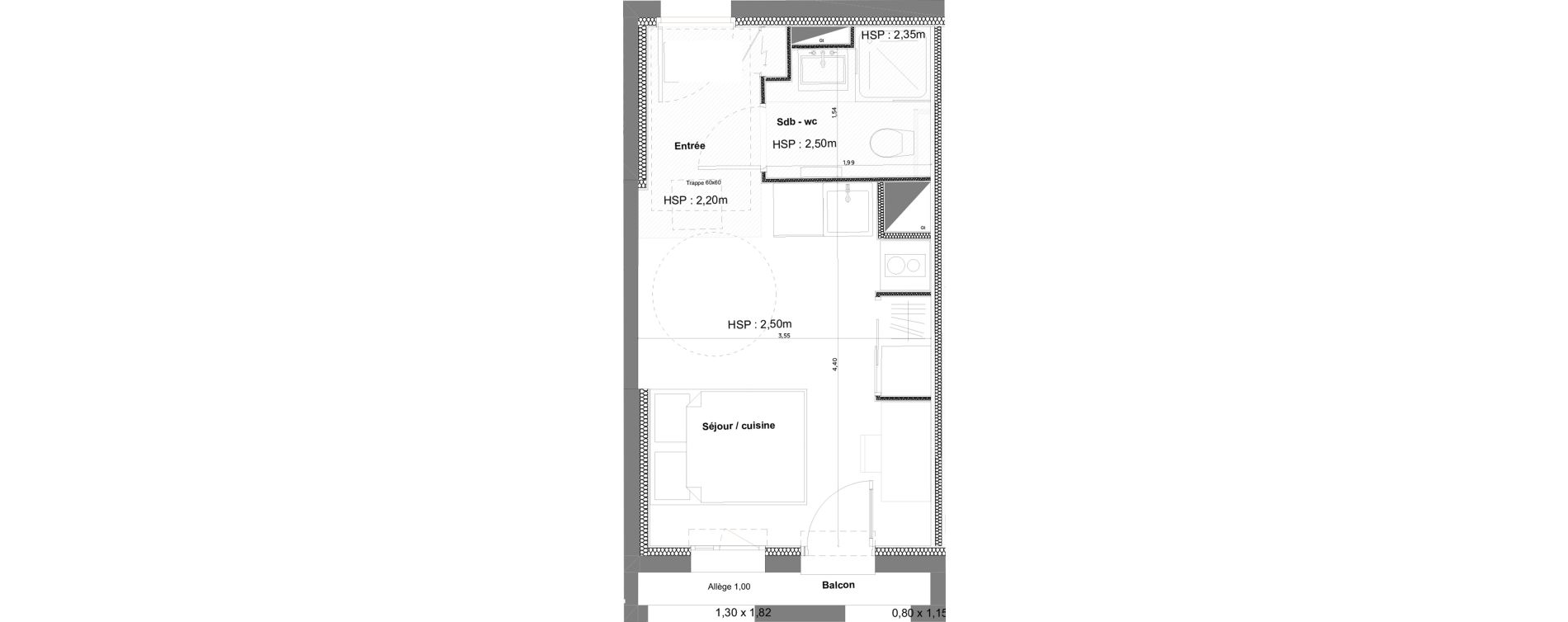 Appartement T1 meubl&eacute; de 20,47 m2 &agrave; Anglet La butte aux cailles